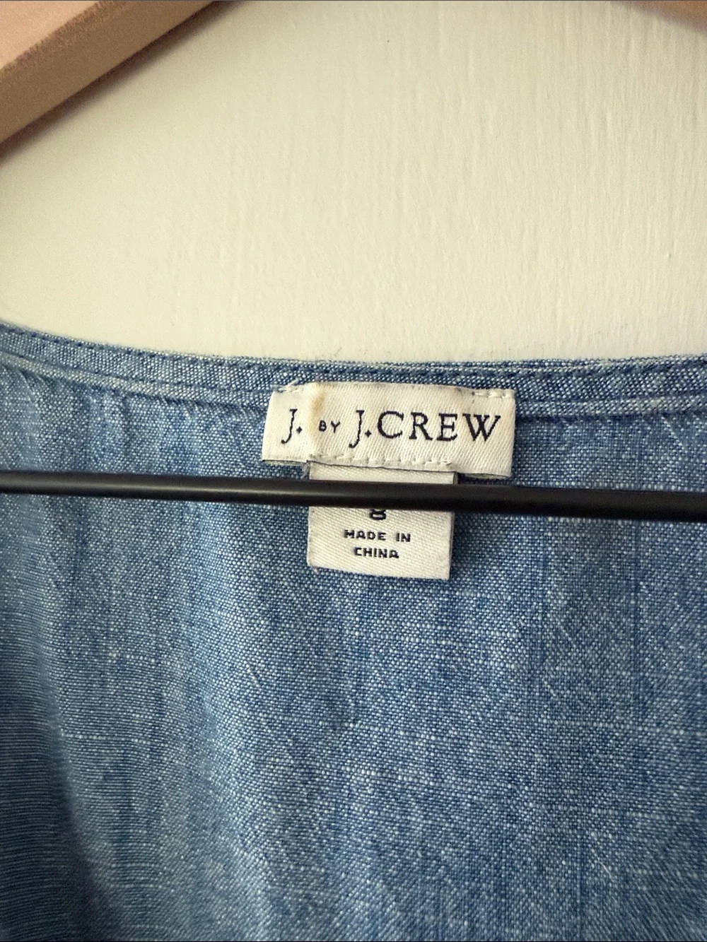 J. Crew Chambray Wrap-Front Peplum Top - Light Blue